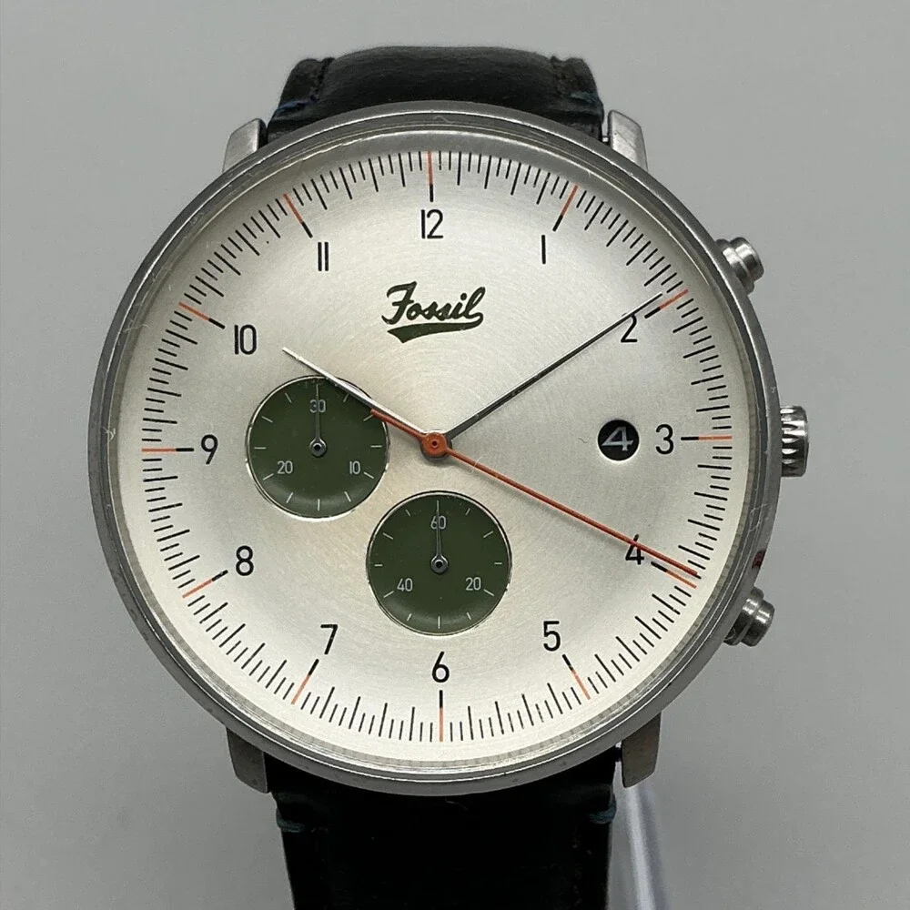Fossil Chase FS5560 Mens Watch 42mm Chronograph Leather Date New Battery